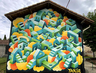 illustration des oeuvres de street art de l'artiste Takir Vortex