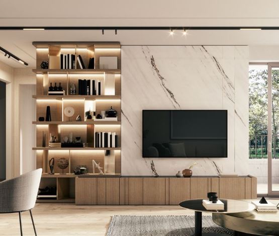 salon moderne et tendance avec meuble tv